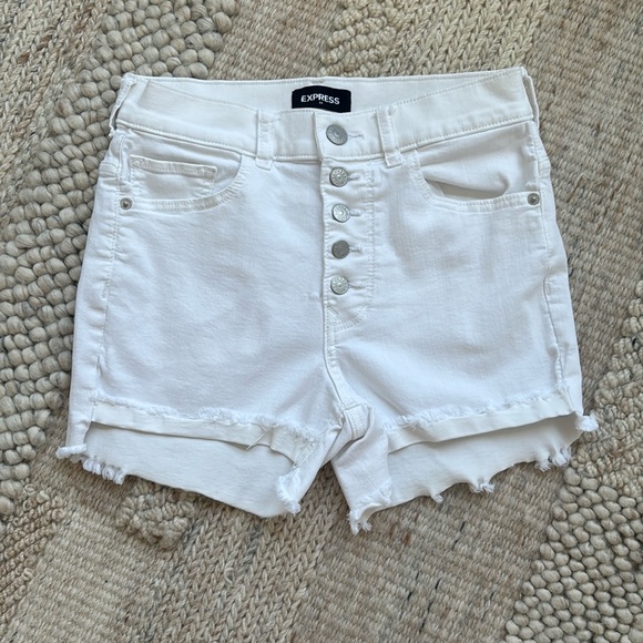 Express High Waisted Button Up Shorts - Size 0 - Picture 1 of 5